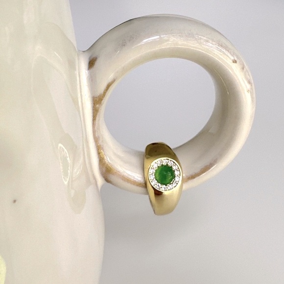 Hoop Earrings 14k Gold Plated Emerald CZ Stone Luxury Jewelry - Picture 4 of 10